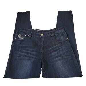 At Seven Denim Jeans, Women 16, Dark Wash,Embelleshed Pockets, Straight Leg, EUC